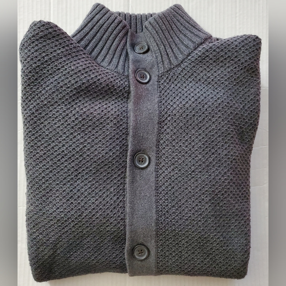 Banana Republic Men's Grey‎ Mock Collar Cardigan Knit Sweater Size XL